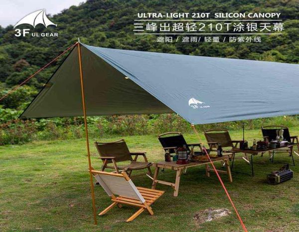 3F UL GEAR ultraléger 210T argent bâche auvent parasol extérieur Camping hamac pluie mouche plage abri solaire H2204198003840