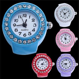 3 mode Quartz doigt anneau montre dame montres fille montre silicone montres ronde montre strass élastique montres Gift272B