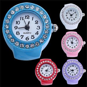 3Fashion Quartz Finger Ring Watch Lady Montres Fille Montre Silicon Montres Montre Ronde Strass Élastique Montres Gift262t