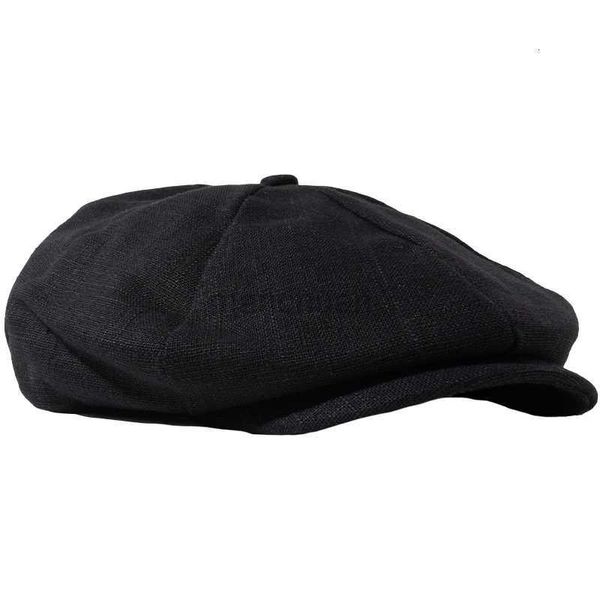 3Fem Berets Male plus taille Ivy Hat Big Head Man Spring Summer et Automne NEWSBOY CAP TOP GRADE DAD LINEN BERET CAPS M 55-58CM L 59-61CM D24418