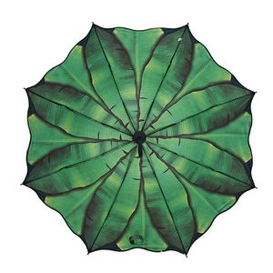 3 parapluies coupe-vent pliants Feuille d'ananas vert Pluie Femmes pour hommes Femme Sunny Paraguas Plegable 210721