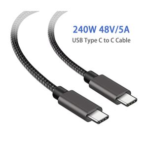 Câble USB en métal QC3.0 PD240W USB2.0 type-c 5A, Charge rapide, transfert à grande vitesse, noyau en cuivre épais 480 Mbps, 3 pieds/6 pieds, 1m/2m