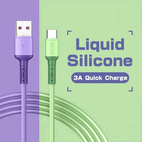 Câble de chargement Super rapide en Silicone liquide 3A, 3 pieds/6 pieds, câble Micro USB Type C pour Samsung S20 note 20 S10 S9, fil de chargement de données