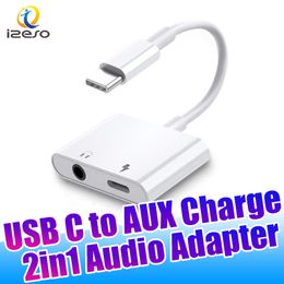 USB C a 3.5 mm Auriculares y adaptador de cargador 2 en 1 Tipo C a Aux Audio Jack con PD 60W Carga rápida para auriculares estéreo compatibles con iPhone 15 Pro Samsung S24 Izeso