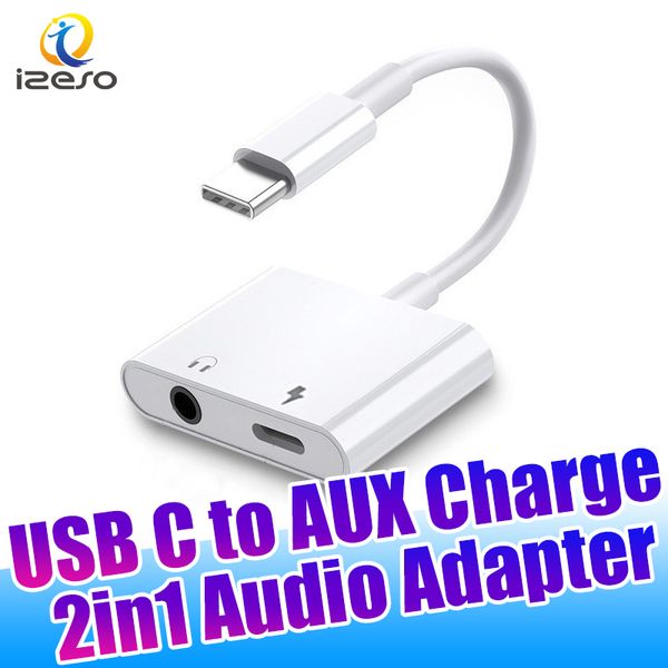 USB C à 3,5 mm Adaptateur de casque et chargeur 2 en 1 de type C à la prise audio AUX avec PD 60W Charge rapide pour les écouteurs stéréo compatibles avec l'iPhone 15 Pro Samsung S24 Izeso