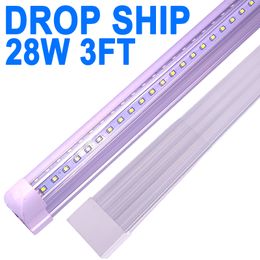 3FT LED-winkelverlichtingsarmatuur, 28W T8 geïntegreerde buisverlichting, V-vorm 270 graden verlichtingsmagazijn, verbeterde verlichting Plug and Play, 6500K hoge output doorzichtige afdekking crestech