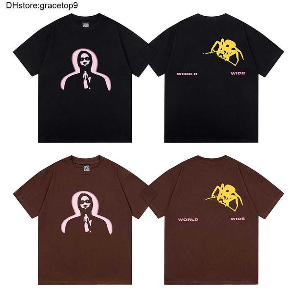 3fuu Spider Web Camiseta para hombre Diseñador Sp5der Camisetas para mujer Moda 55555 Manga corta Thug Angel Brown Impreso Hilo doble de alta calidad Algodón puro