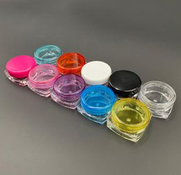 3G 3 ml 5g 5 ml Plastic cosmetische container Meerkleurige heldere schroefdop Cream Jar Lip Balm Pill Storage Flesjes Roken Accessor9441261