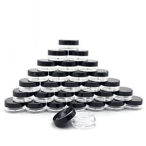 Pots d'échantillons de maquillage ronds de 3 grammes 0,1 oz avec couvercles à vis pour fard à paupières en poudre, mini pots en plastique pour échantillons cosmétiques