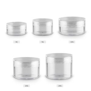 Frascos de crema pequeños de plástico transparente, 3g, 5g, 10g, 15g, 20g, recipientes vacíos para cosméticos, estuche de maquillaje