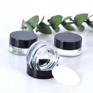 Clear Eye Cream Jar Fles 3g 5g Lege Glazen Lippenbalsem Container Brede Mond Cosmetische Sample Potten met Zwarte Dop