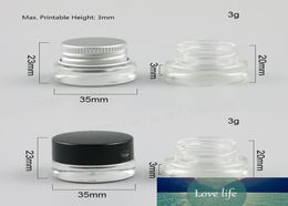 3G mini pot de crème en verre transparent 3ML Pot de maquillage de récipient cosmétique avec vis de couvercle en argent noir 3848260