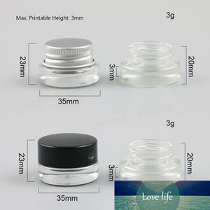 3g Mini pot de crème en verre transparent 3ml contenant cosmétique Pot de maquillage Pot avec vis de couvercle en argent noir