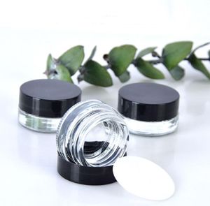 3G Traval Kleine Crème Make-up Glas Jar Fles met Black Deksels Wit PE PAD 3CC 1 / 10OZ Cosmetische verpakking SN5727