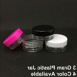 Pot d'échantillon vide Transparent de 3 grammes, forme ronde, crème cosmétique pour le visage, pots en plastique Transparent, récipient cadeau, couvercle Transparent blanc Duaer