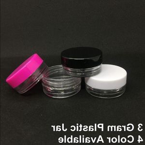 3gram transparente de muestra de muestra de muestra redonda 3 ml de crema cosmética frascos de plástico transparente recipiente de regalo tapa clara tapa transparente kgica