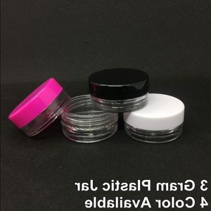 3Gram Helder Lege Monsterpot Ronde Vorm 3ML Cosmetische Gezichtscrème Transparante Plastic Potten Geschenkcontainer Wit Doorzichtig Deksel Ncule