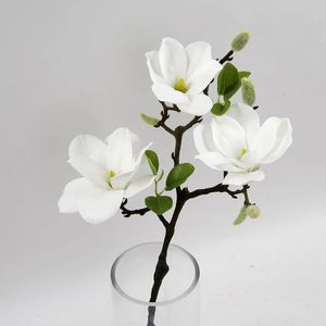 3heads Open Magnolia Flower Branch Artificial Flowers For White Wedding Decoration Room Decor Flores Artificiales 240422