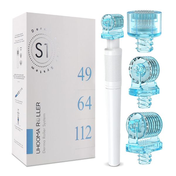 3in 1 Derma Roller Mesotherapy 49pin 64pin 112 Pin Miconeedle pour la peau Hydrating Serrer anti-sport Acné rétractable Face Mesogun