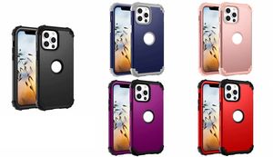 3in1 Armor Shockproof Hybrid Layer Cases voor iPhone 13 Pro 12 11 XR XS MAX X 8 7 Coque Front + Back Anti-Fall Hard Plastic Soft TPU 3 in 1 Dual Security Cover Mobile Phone Skin