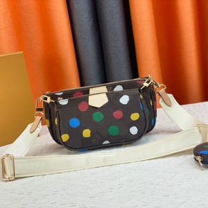 3in1 tas meerdere pochette 3D geschilderde stippen print luxe crossbody schouder regenboogzakken zijkant stam messenger tas handtassen canvas lederen portemonnee m81979 m46385 m46381