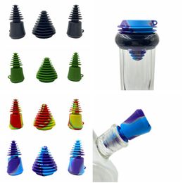 3In1 coloré Waterpipe Bong fumer Silicone Plug Kit plates-formes pétrolières paille nettoyage joint support Cigarette narguilé filtre verre bouteille couvercle bouchon Portable fermoir anneau