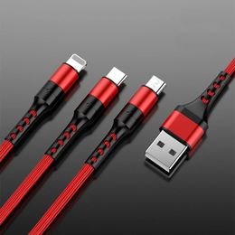 Câble USB de données 3IN1 pour iPhone Câble de charge de chargeur rapide pour le téléphone de téléphone Android Type C Xiaomi Huawei Samsung Charger fil pour iPad- pour Samsung et Xiaomi