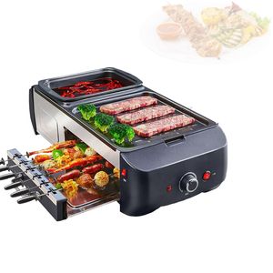 3in1 Elektrische Bbq Pan Grill Hot Pot 1800W Multifunctionele Thuis Draagbare Rookloze Anti-aanbak Afneembare Hot Pot Barbecue Plaat