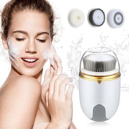 Cepillo de limpieza facial 3 en 1, cuidado de la piel, masaje eléctrico, limpieza profunda de poros, lavado de belleza, suave, elimina pinceles de maquillaje, herramientas 240106