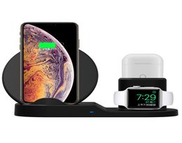 3in1 Base de carga rápida Qi Soporte de cargador inalámbrico para Apple Watch1 2 3 4 5 Para AirPods iPhone x XS 11Pro Max XR Cell Phone5073518