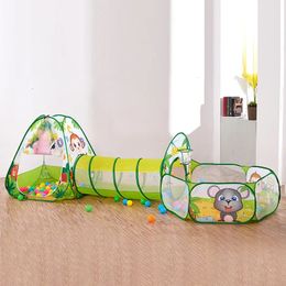 Tenda per bambini pieghevole 3in1 Box per bambini portatile Piscina con palline Pit Tende per bambini Tipi Tunnel strisciante Casetta da gioco per interni Pop Up Teepee 240109