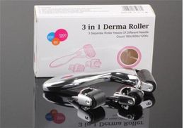 3in1 Kit Derma Rouleau pour le corps et le visage et les yeux micro-rouleau à aiguille 180 600 1200 aiguilles Dermaroller de la peau4965414