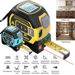 Télémètre laser 3 en 1 Règle à ruban à mesurer de 5 m Écran LCD avec rétroéclairage Distance Zone Volumes Compteur Appareil de mesure du bâtiment 240109