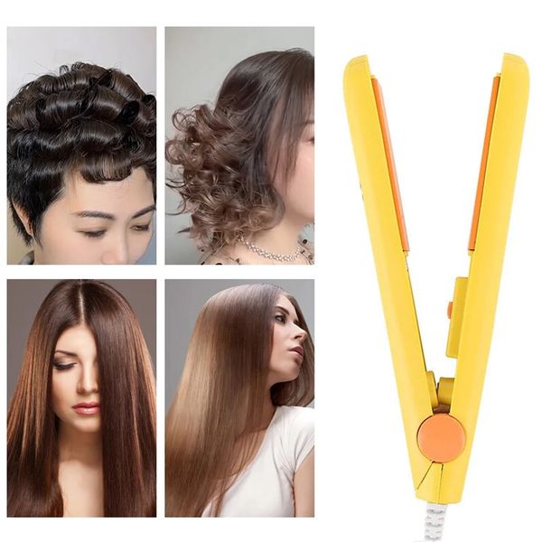 3in1 Mini défriser les cheveux bigoudi de haute qualité fer plat en céramique redressage peigne professionnel Curling outils de coiffure 240116