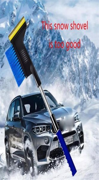 Grattoir à glace multifonction 3 en 1 à Long manche pour voiture, brosse à pelle à neige, pour vitres de voiture d'hiver, déneigement de pare-brise, Care1825055