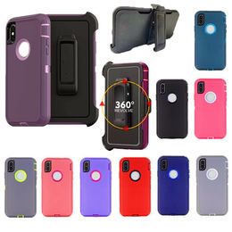 3in1 Telefoonhaken voor iPhone 13 11 12 Pro Max 13mini 12mini XS XR 7 8 Plus Defender Telefoon Case Blootgestelde Logo Hybrid Robot Schokbestendig Waterdicht met Clip Groothandel