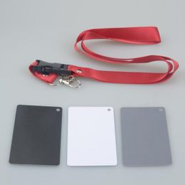 3in1 Pocket-Size Digital White Black Grey Balance Cards Camera Accessory 18% Gray Card with Neck Strap for Digital Photography