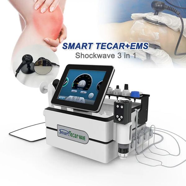 Máquina de terapia inteligente 3 en 1 RET/CET Tecar con equipo de fisioterapia de ondas de choque acústicas EMS para fuerza muscular
