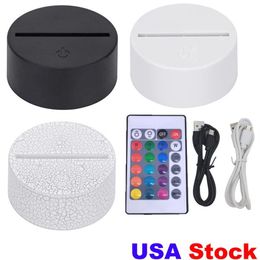 3 en 1 RGB luces nocturnas Bases de lámpara LED para ilusión 3D Luz nocturna Interruptor táctil Base de reemplazo Lámparas de escritorio de mesa 9D EE. UU. caída de stock 233P