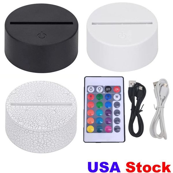 3 en 1 RGB luces nocturnas Bases de lámpara LED para ilusión 3D Luz nocturna Interruptor táctil Base de reemplazo Lámparas de escritorio de mesa 9D EE. UU. caída de stock 220o