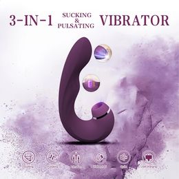 3in1 Zuigen Pulserende Vibrator Krachtige Clitoris Vaginale Stimulator Speeltjes voor Vrouwen 240312