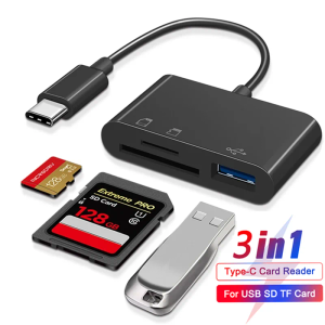 3in1 Type-C Micro-adapter TF CF SD Memory Card Reader USB-C voor MacBook Huawei Samsung Xiaomi Otg Writer Compact Flash