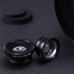 Kits de lentes para teléfono inteligente ojo de pez Macro gran angular 3 en 1 lentes de cámara en el teléfono móvil para Iphone 7 8 Plus X 10 con Clip