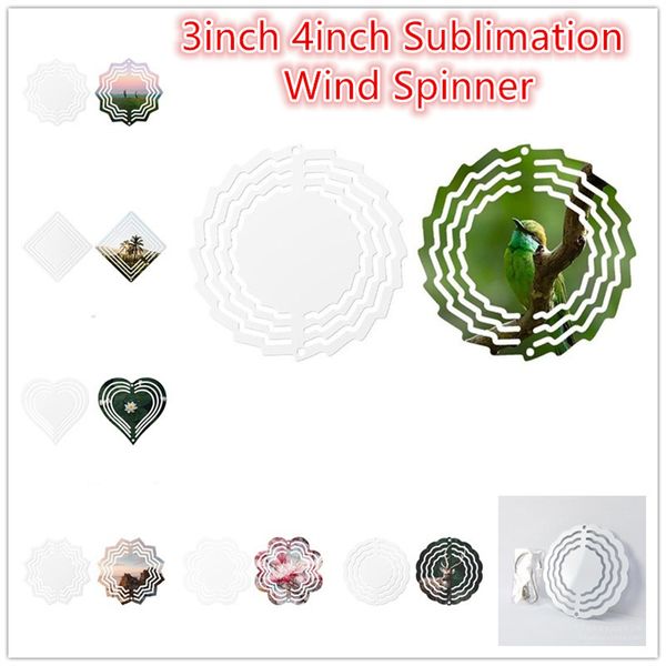 3inch 4inch Sublimation Wind Spinner 3D Aluminium Wind Spinners Décoration de jardin suspendue pour ornements de jardin en plein air pour Noël Hallween