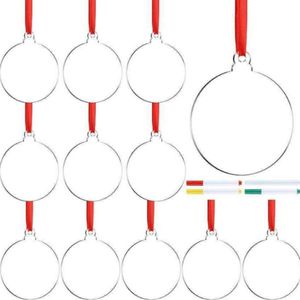 3 pulgadas Transparente DHL Clear Circle Christmas Hangtag Diy en blanco redondo acrílico Recolio adornados colgante FY3471 1019