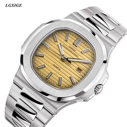 3K PP5711 8.3mm Superclone PP Watch lgxige Fashion horloge all-staal vierkante gloed waterdichte kalender