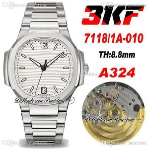 3KF 7118-1A-010 A324 Ultra Dunne Automatische Dames Horloge 35.2mm Zilveren Textuur Dial Stick Rvs Armband Womens Horloges Super Edition 2021 Puretime PTPP B2