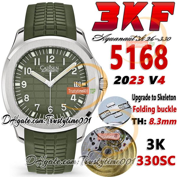 3KF V4 3K5168 A330SC Automatique pour hommes montre un mouvement minimum Mouvement de texture verte ultrathin