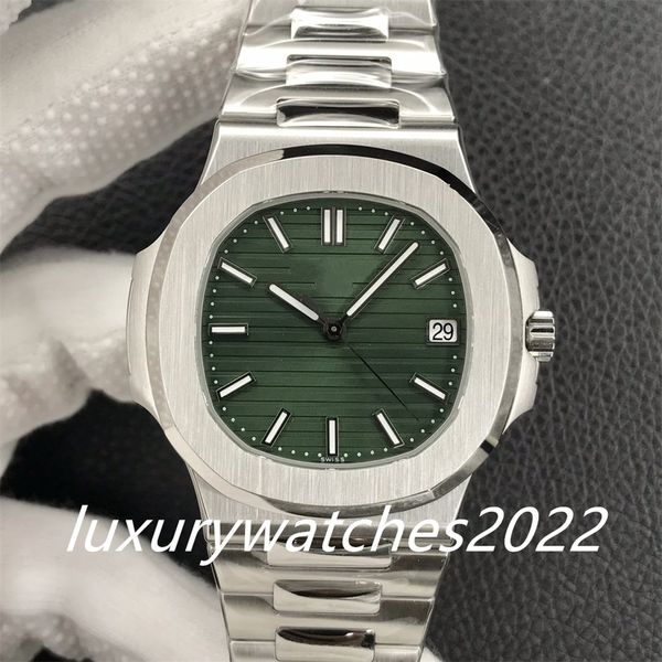 Relojes 3KF para hombres Esfera verde Automático Cal.324 Movimiento Reloj extremadamente delgado Esfera verde para hombres 40,5 mm 904L Acero fino Fecha Relojes de pulsera de cristal Eta