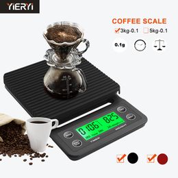 3 kg/0,1 g 5 kg/0,1 g druppel koffieschalen met timer draagbare elektronische digitale keukenschaal hoge precisie LCD-schalen